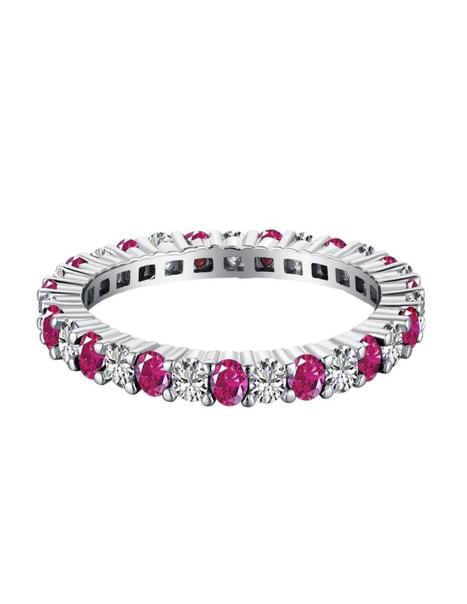 Anillo P 925 de plata rubí brillante