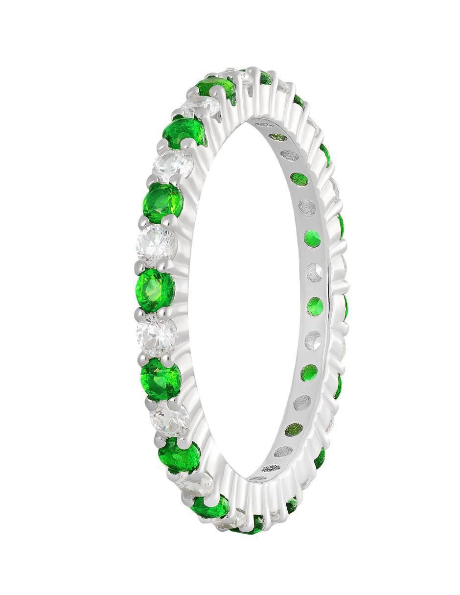 Anillo P 925 de plata esmeralda brillante 3