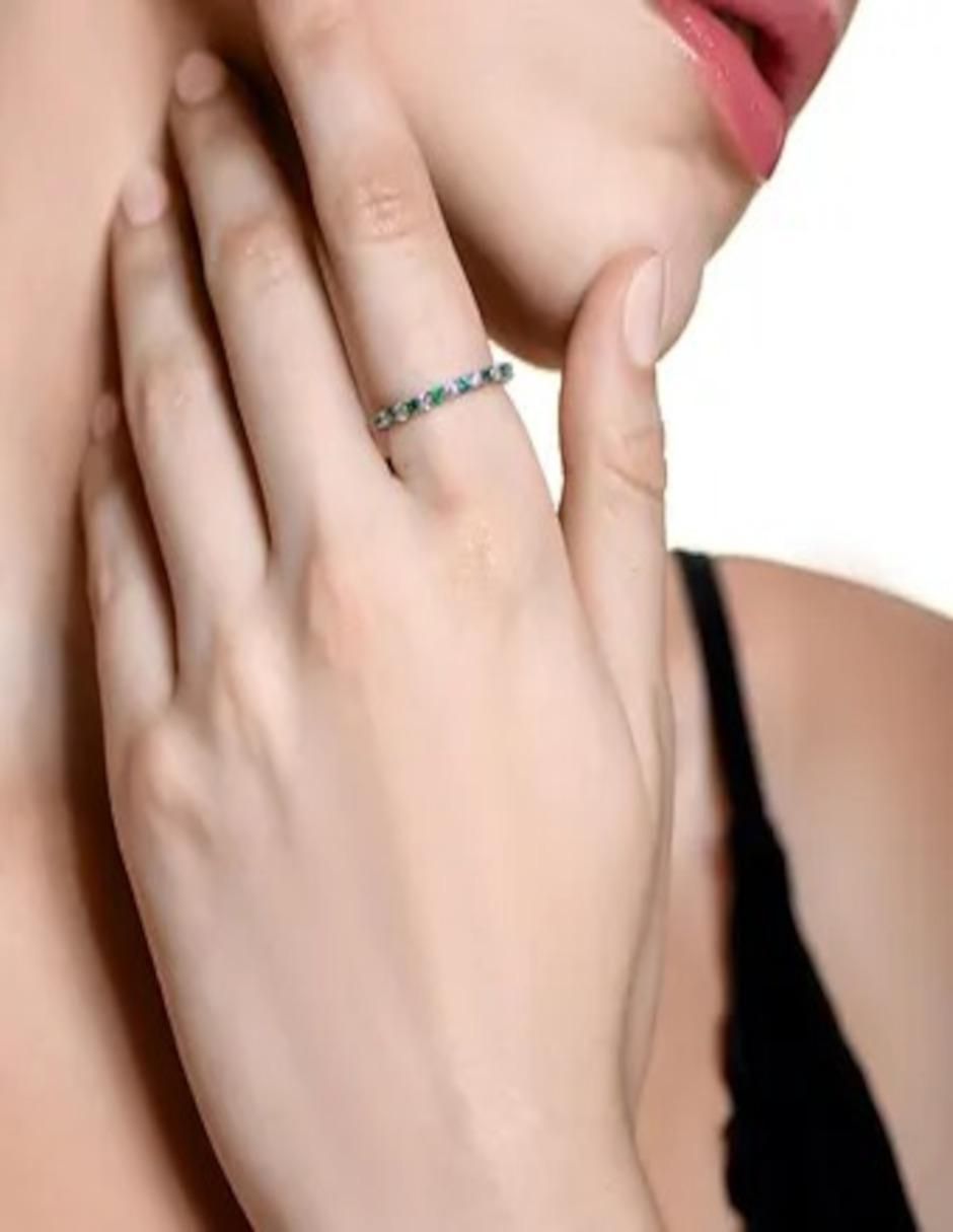 Anillo P 925 de plata esmeralda brillante 5