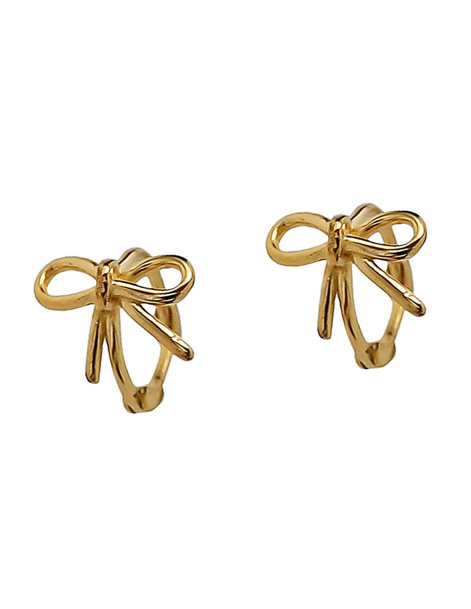 Aretes de moño de plata P 925 con acabado baño de oro 1