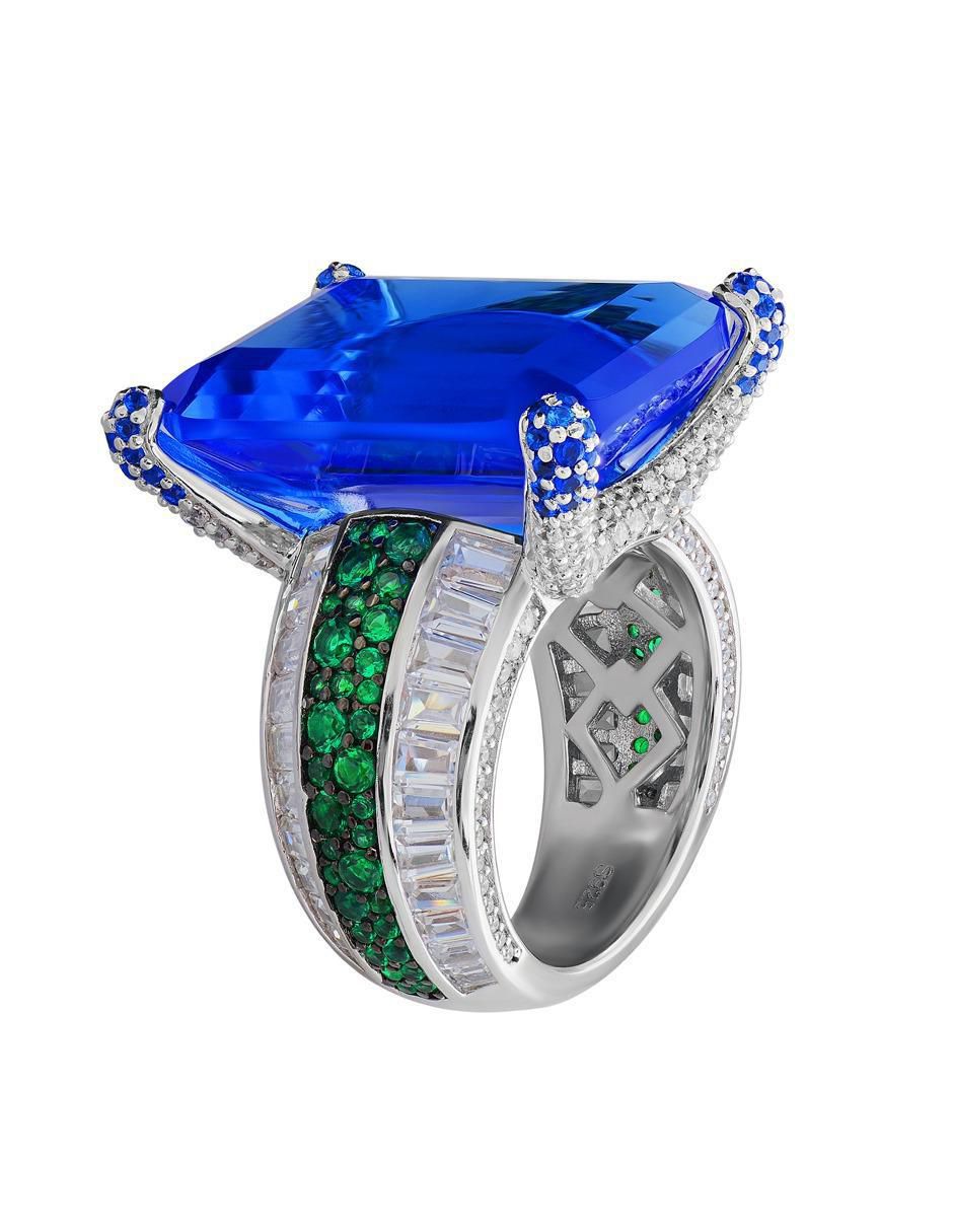 Anillo P 925 de plata zafiro brillante 3