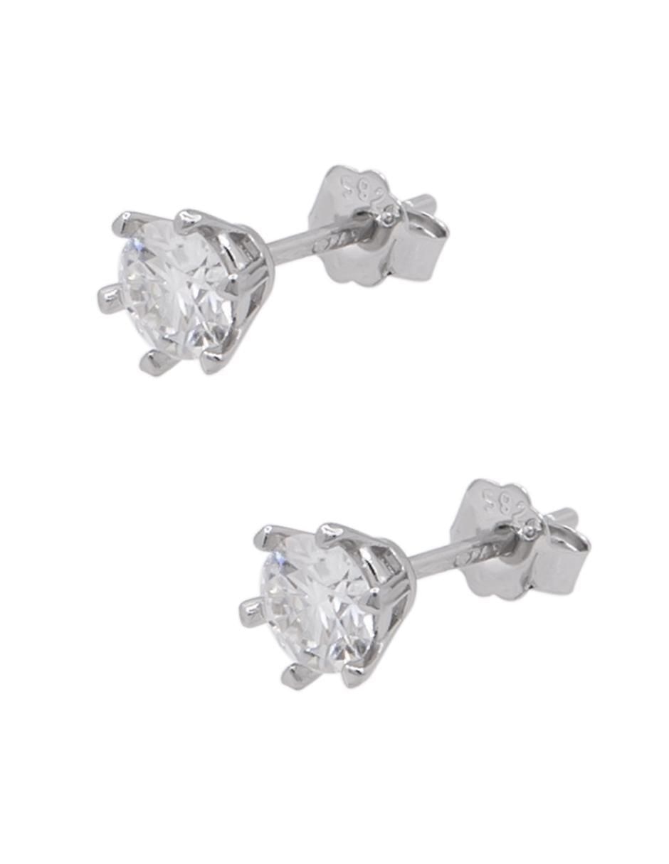 Aretes circulares de plata P 925 con acabado brillante moissanita 2