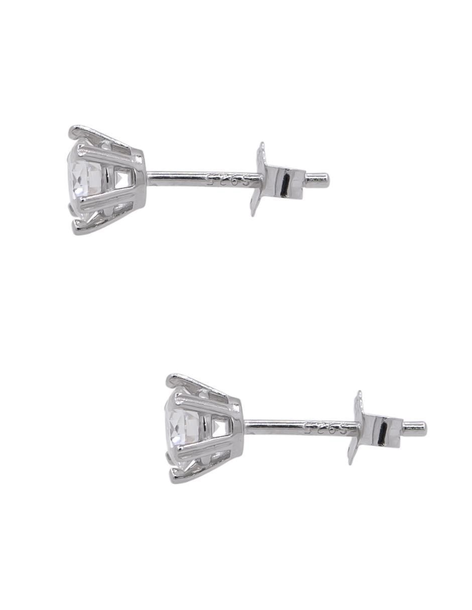 Aretes circulares de plata P 925 con acabado brillante moissanita 3