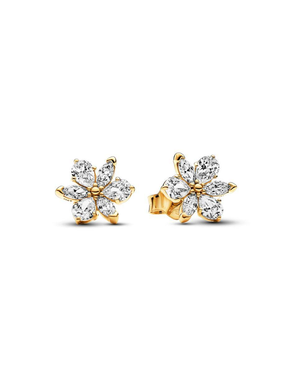 Broqueles de flor Timeless de plata P 925 con acabado brillante zirconia cúbica Broqueles de flor Timeless de plata P 925 con acabado brillante zirconia cúbica