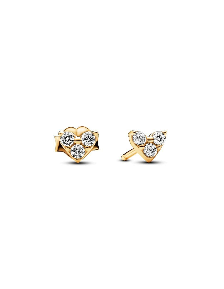 Aretes de corazón Timeless de plata P 925 con acabado baño de oro zirconia cúbica