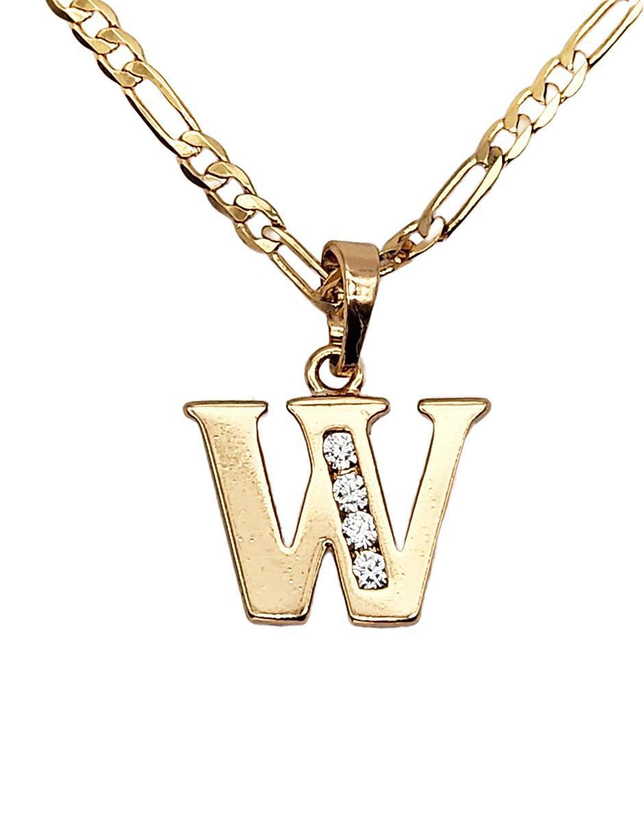 Collar con dije de letra w de oro laminado 10 K