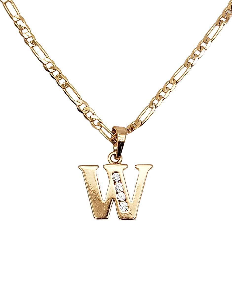 Collar con dije de letra w de oro laminado 10 K 2