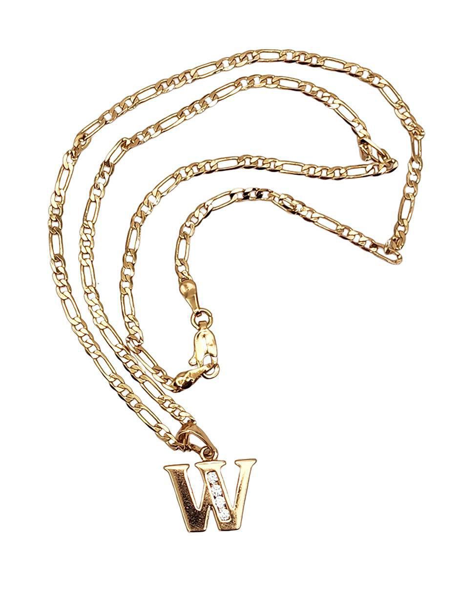 Collar con dije de letra w de oro laminado 10 K 7