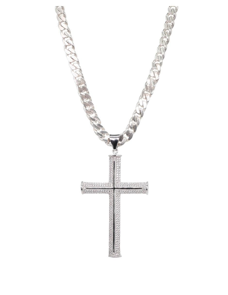 Collar con dije de cruz de plata P 925 Collar con dije de cruz de plata P 925