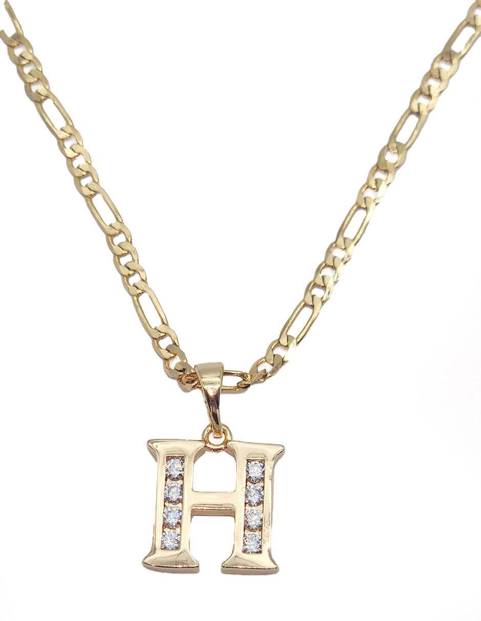 Collar con dije de letra h Letras de oro laminado 10 K