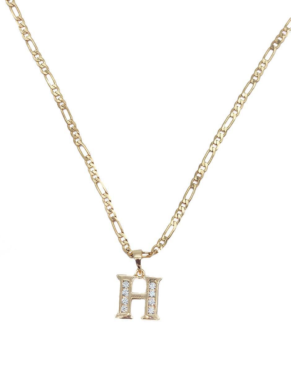 Collar con dije de letra h Letras de oro laminado 10 K 2