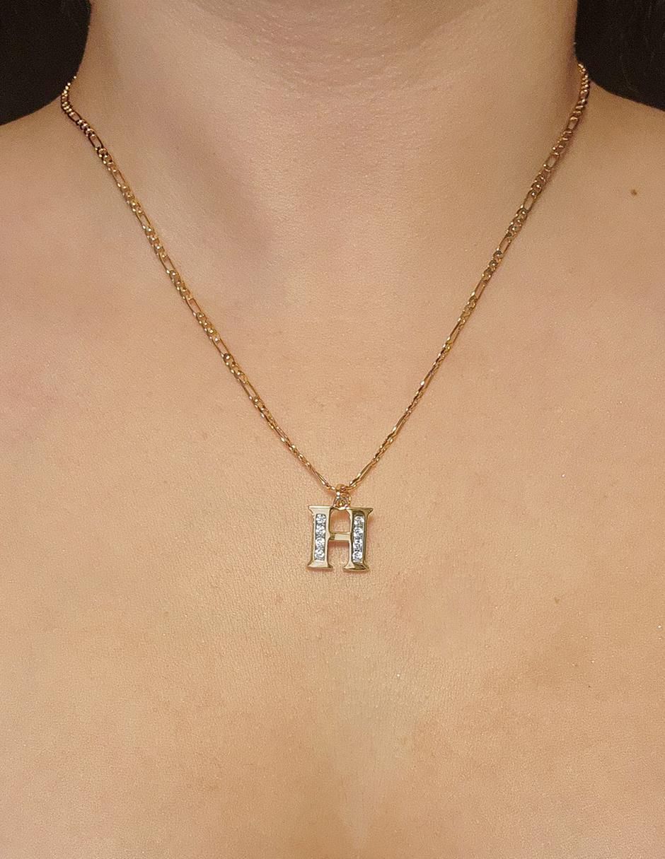 Collar con dije de letra h Letras de oro laminado 10 K 7