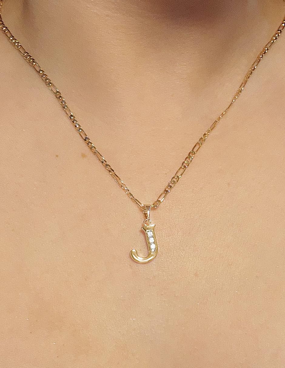 Collar de letra j Letras de oro laminado 10 K 2