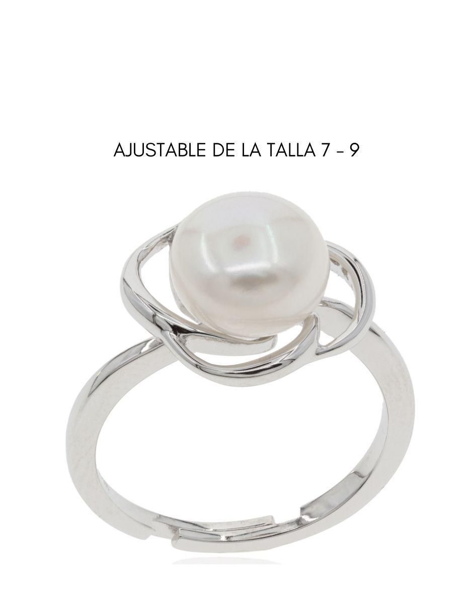 Anillo redondo MAYFER NUPCIAL de plata P 925 perla baño rodio 3