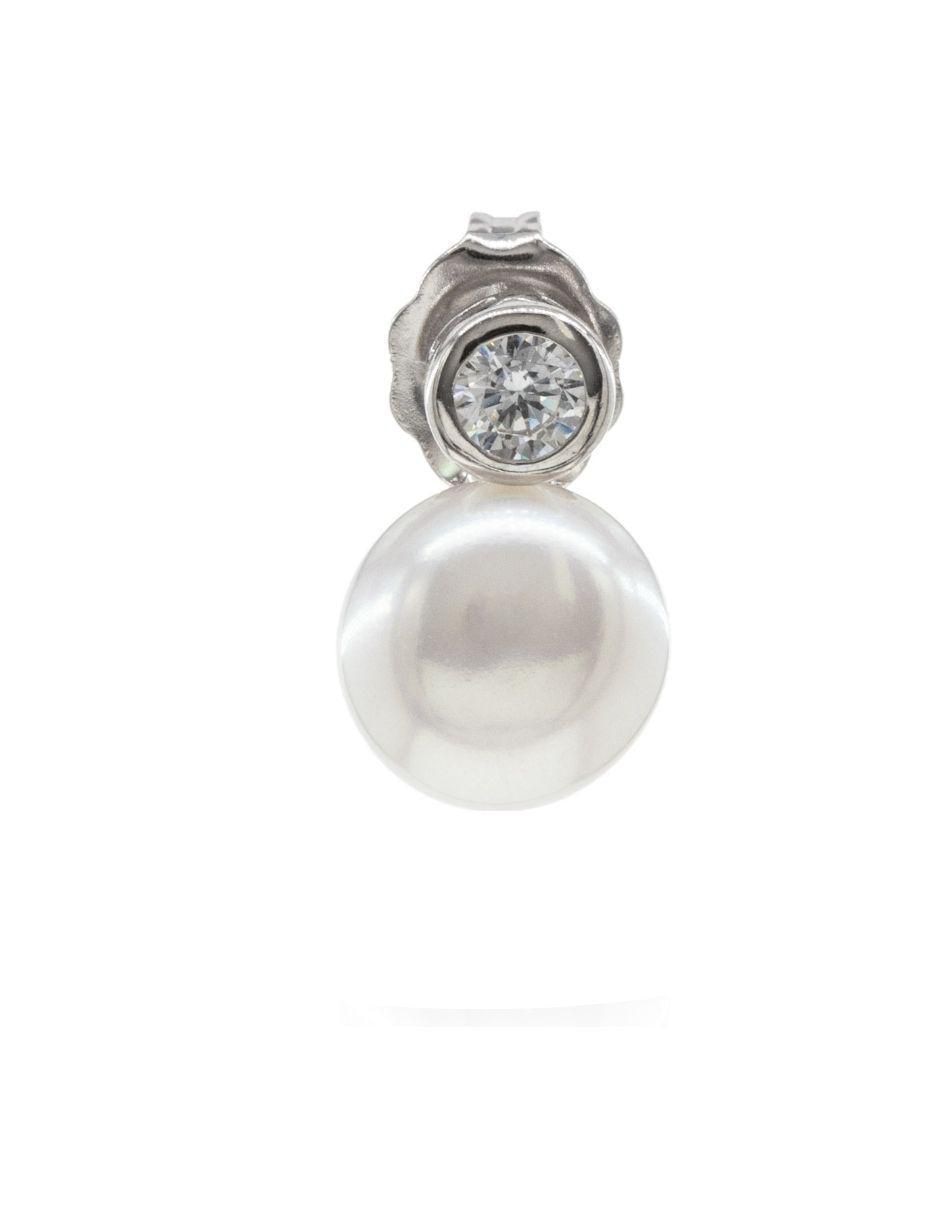 Aretes de círculo de plata P 925 con acabado baño rodio perla 2