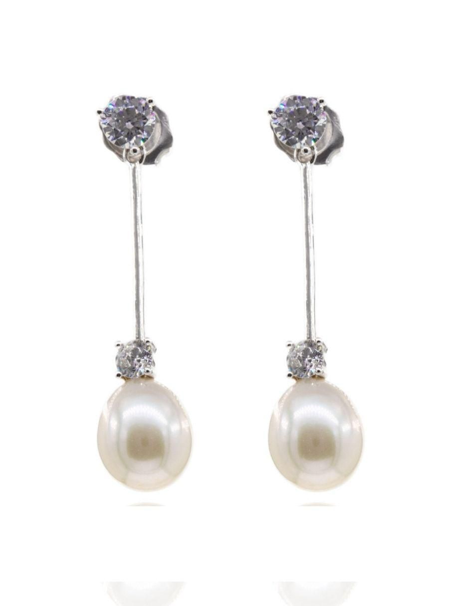 Aretes de círculo de plata P 925 con acabado baño rodio perla Aretes de círculo de plata P 925 con acabado baño rodio perla