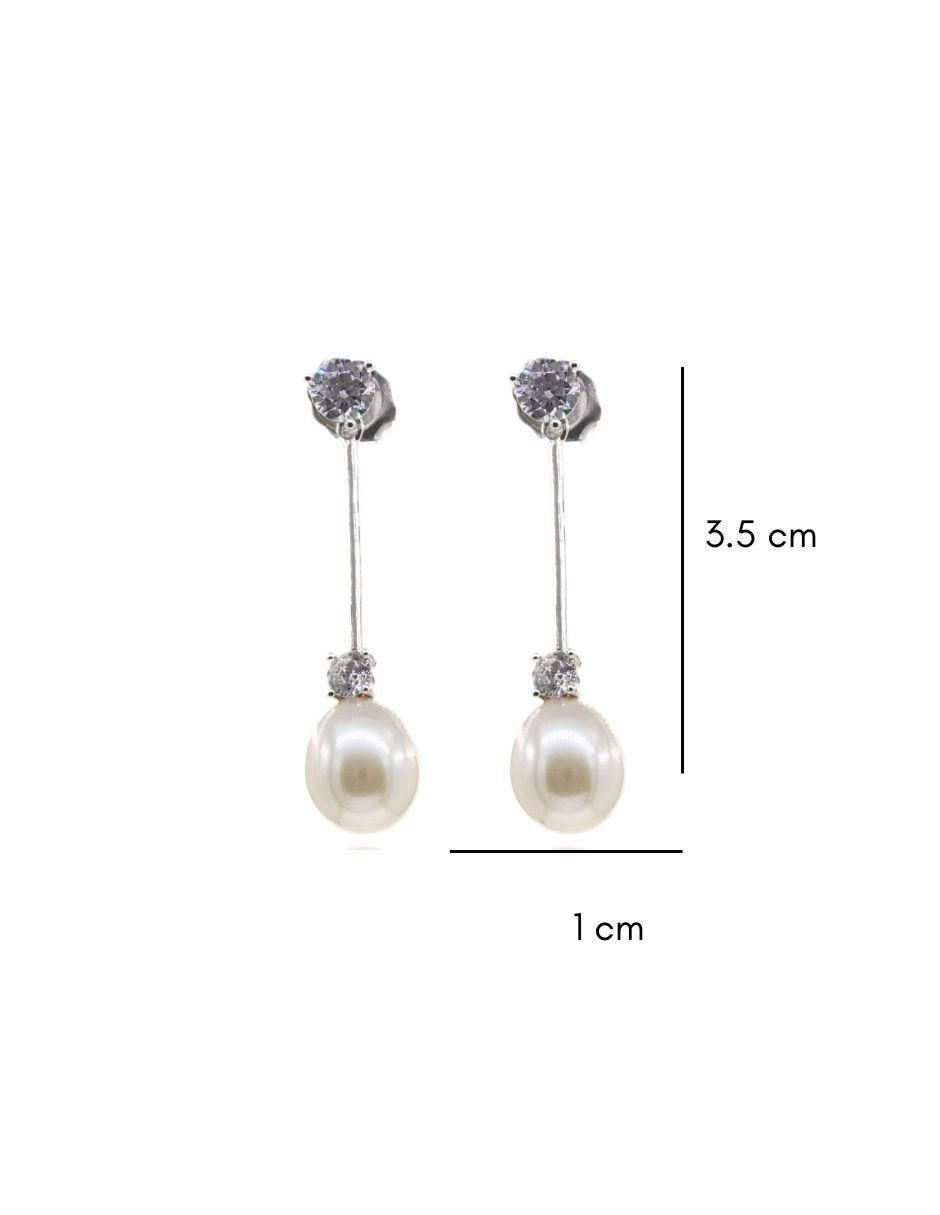 Aretes de círculo de plata P 925 con acabado baño rodio perla 3
