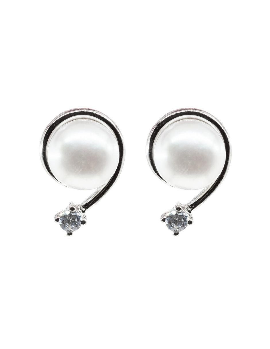 Aretes de plata P 925 con acabado baño rodio perla Aretes de plata P 925 con acabado baño rodio perla