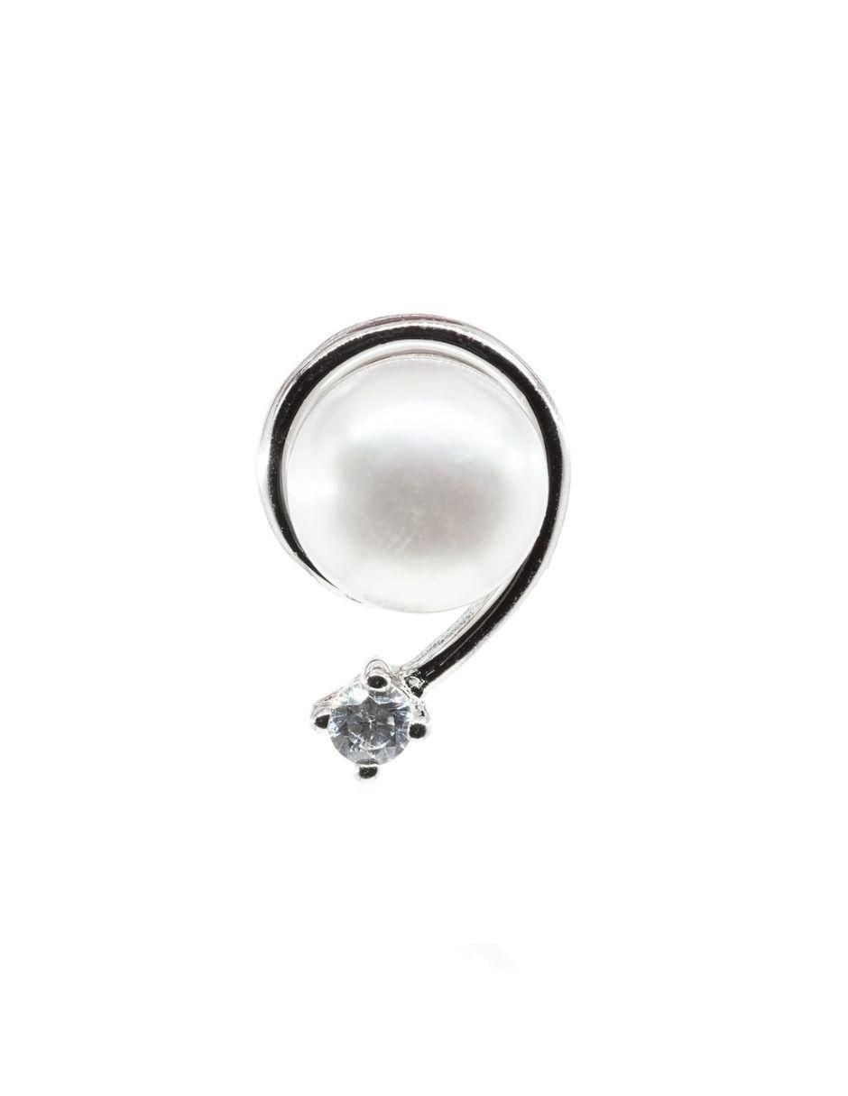Aretes de plata P 925 con acabado baño rodio perla 2
