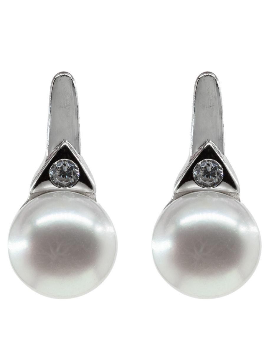 Aretes de círculo de plata P 925 con acabado baño rodio perla Aretes de círculo de plata P 925 con acabado baño rodio perla