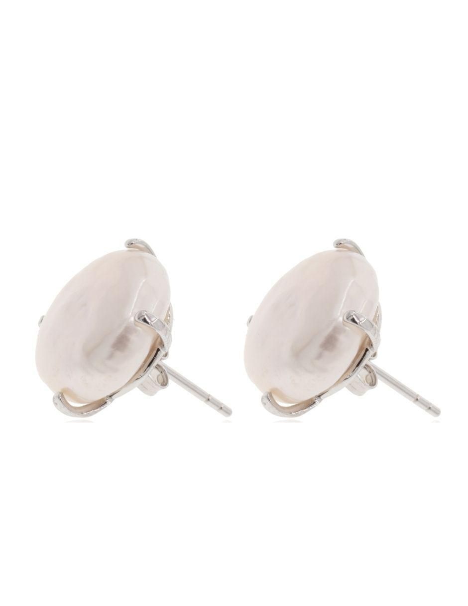 Broqueles circulares de plata P 925 con acabado baño rodio perla 2