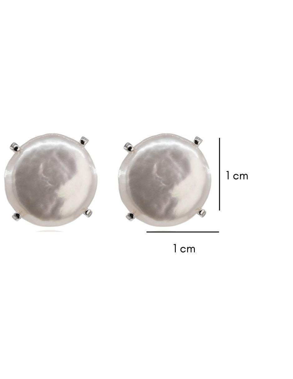 Broqueles circulares de plata P 925 con acabado baño rodio perla 3