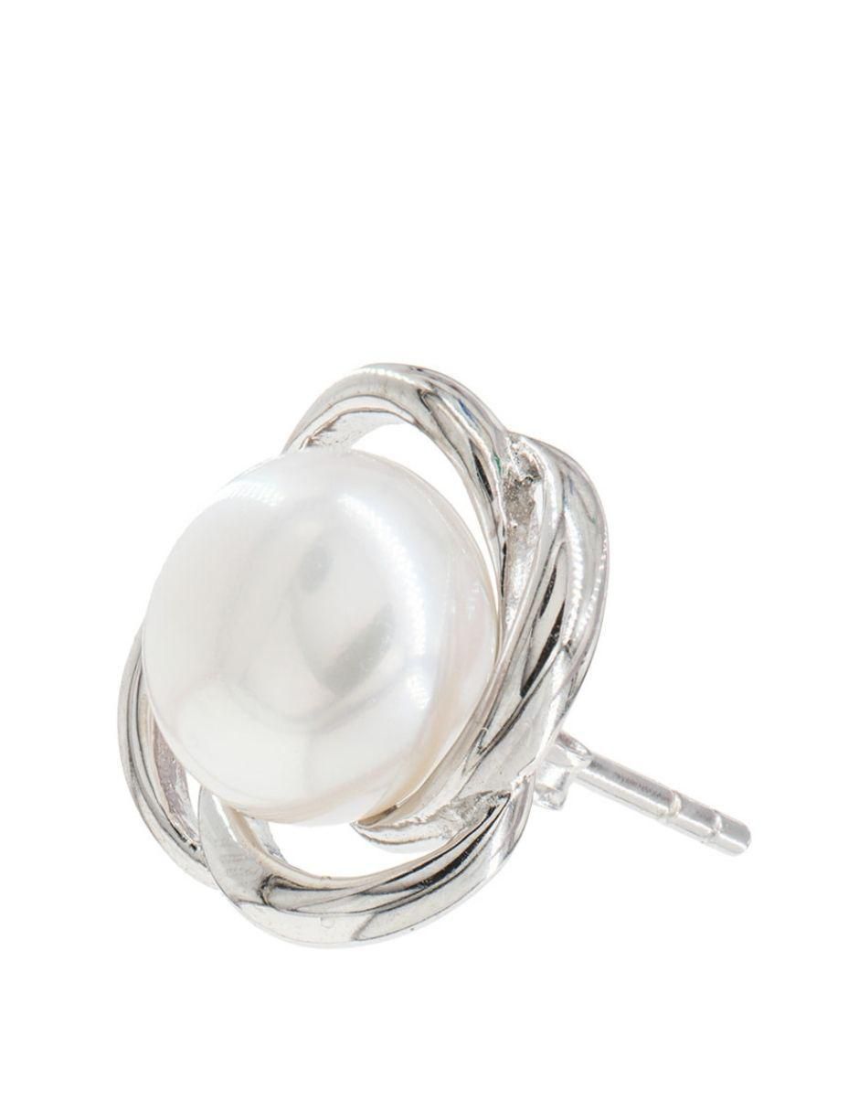 Broqueles de flor de plata P 925 con acabado baño rodio perla 2