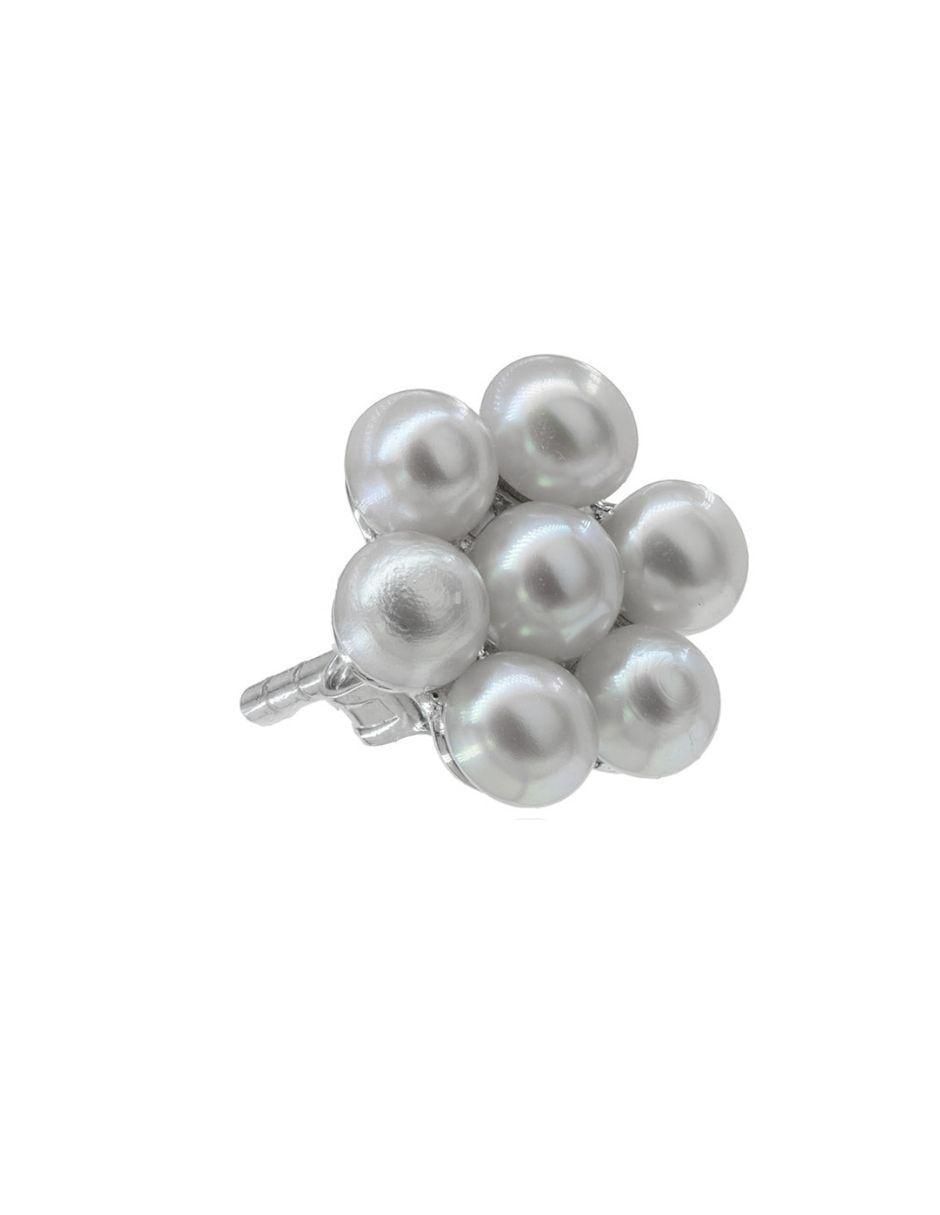 Broqueles de flor de plata P 925 con acabado baño rodio perla 2