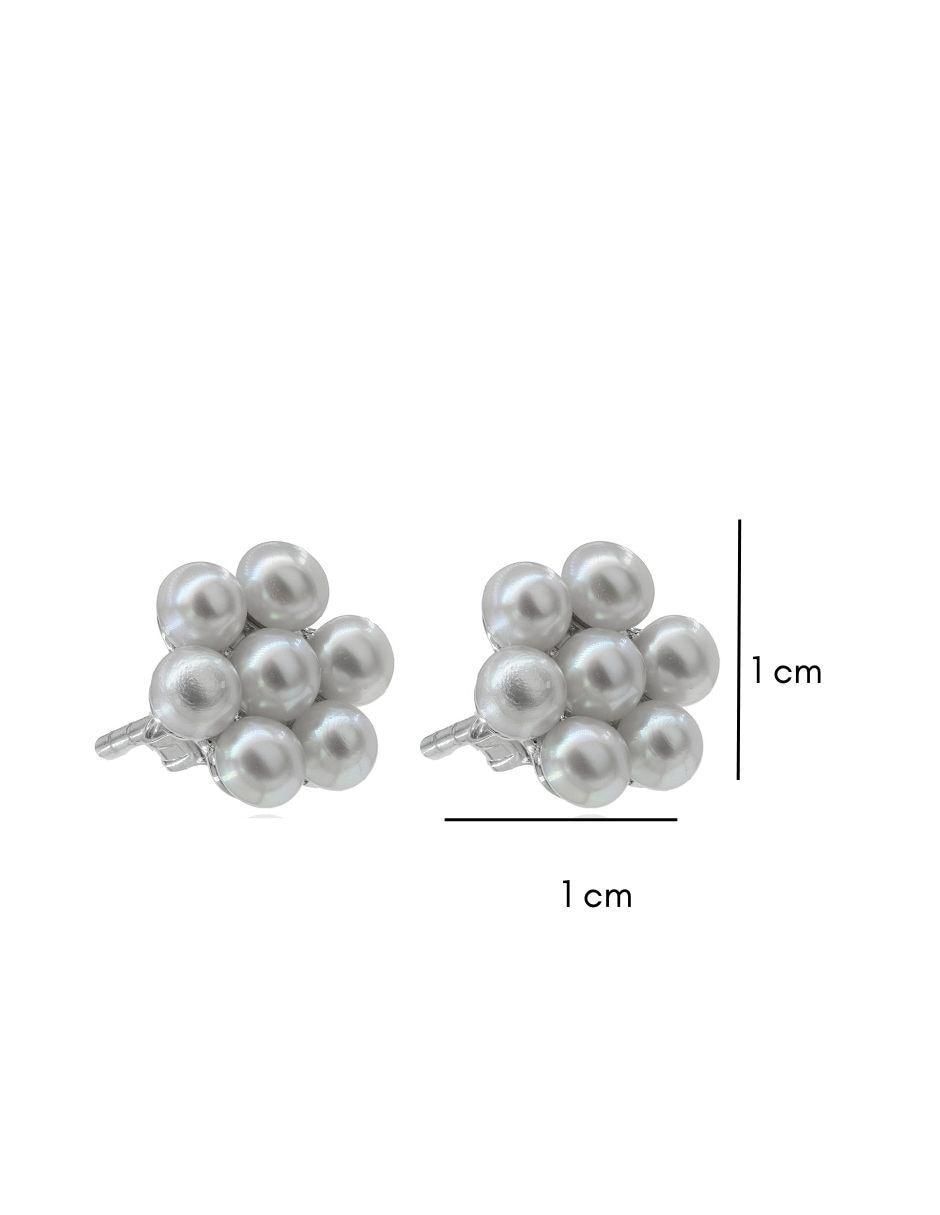 Broqueles de flor de plata P 925 con acabado baño rodio perla 3