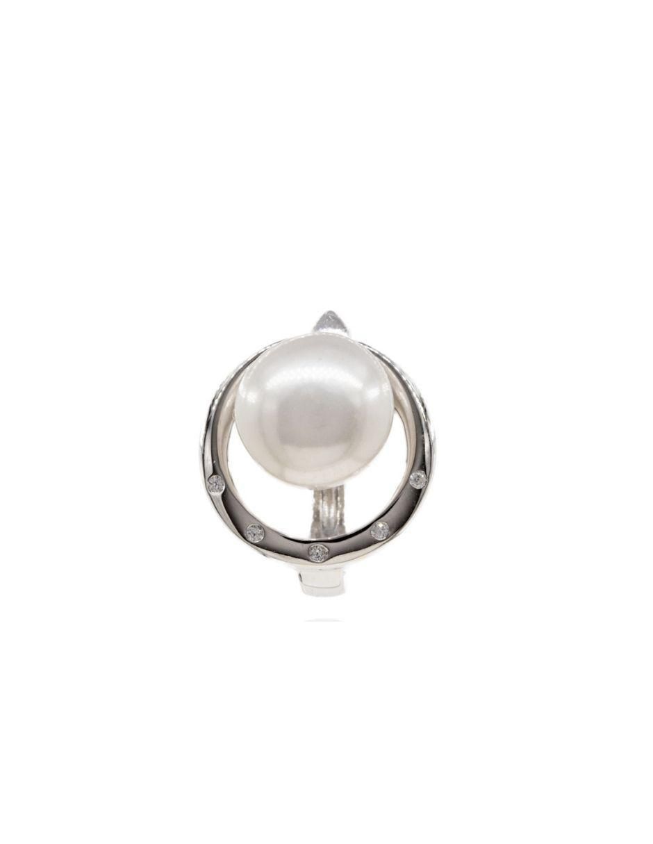 Broqueles circulares de plata P 925 con acabado baño rodio perla 2