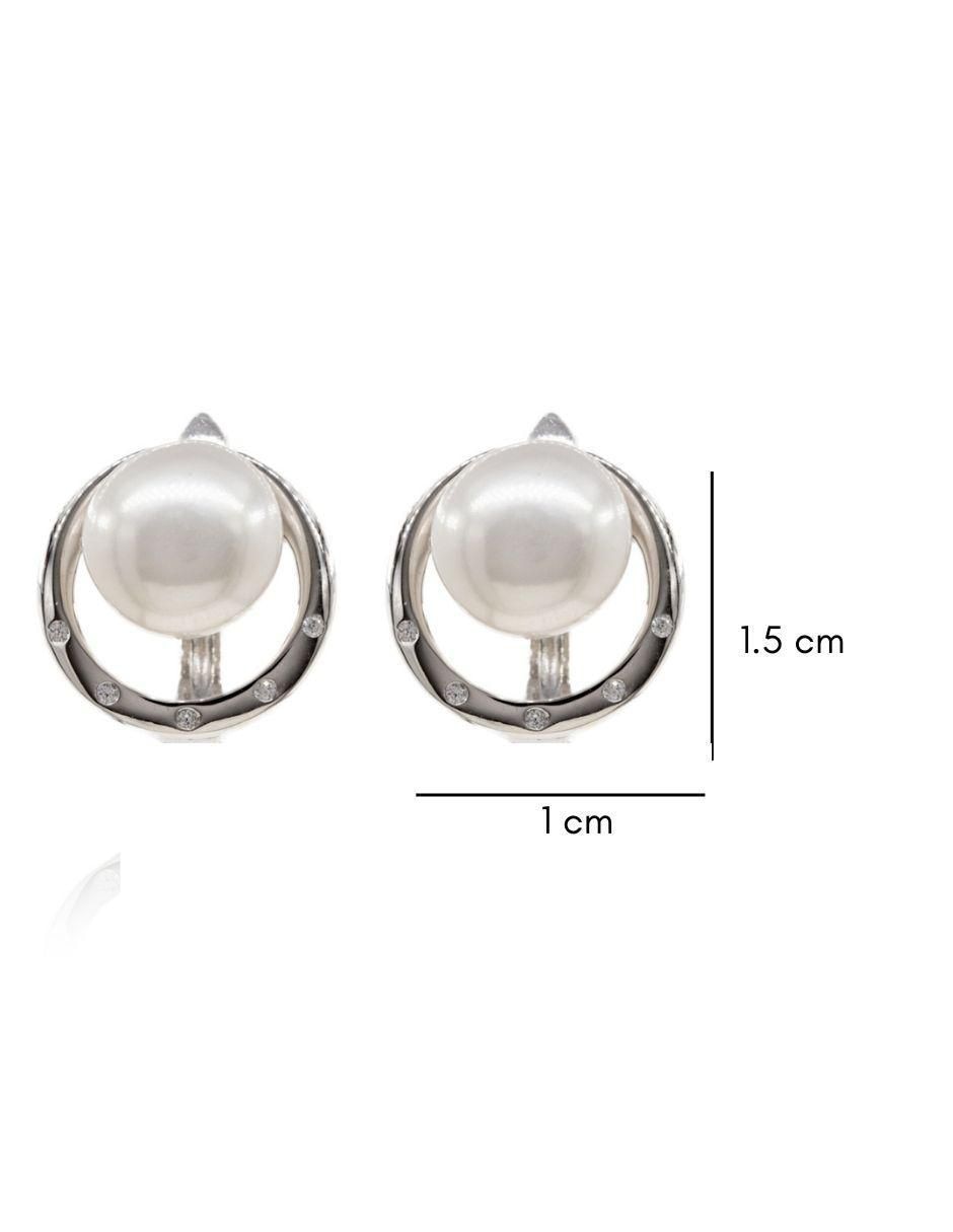 Broqueles circulares de plata P 925 con acabado baño rodio perla 3