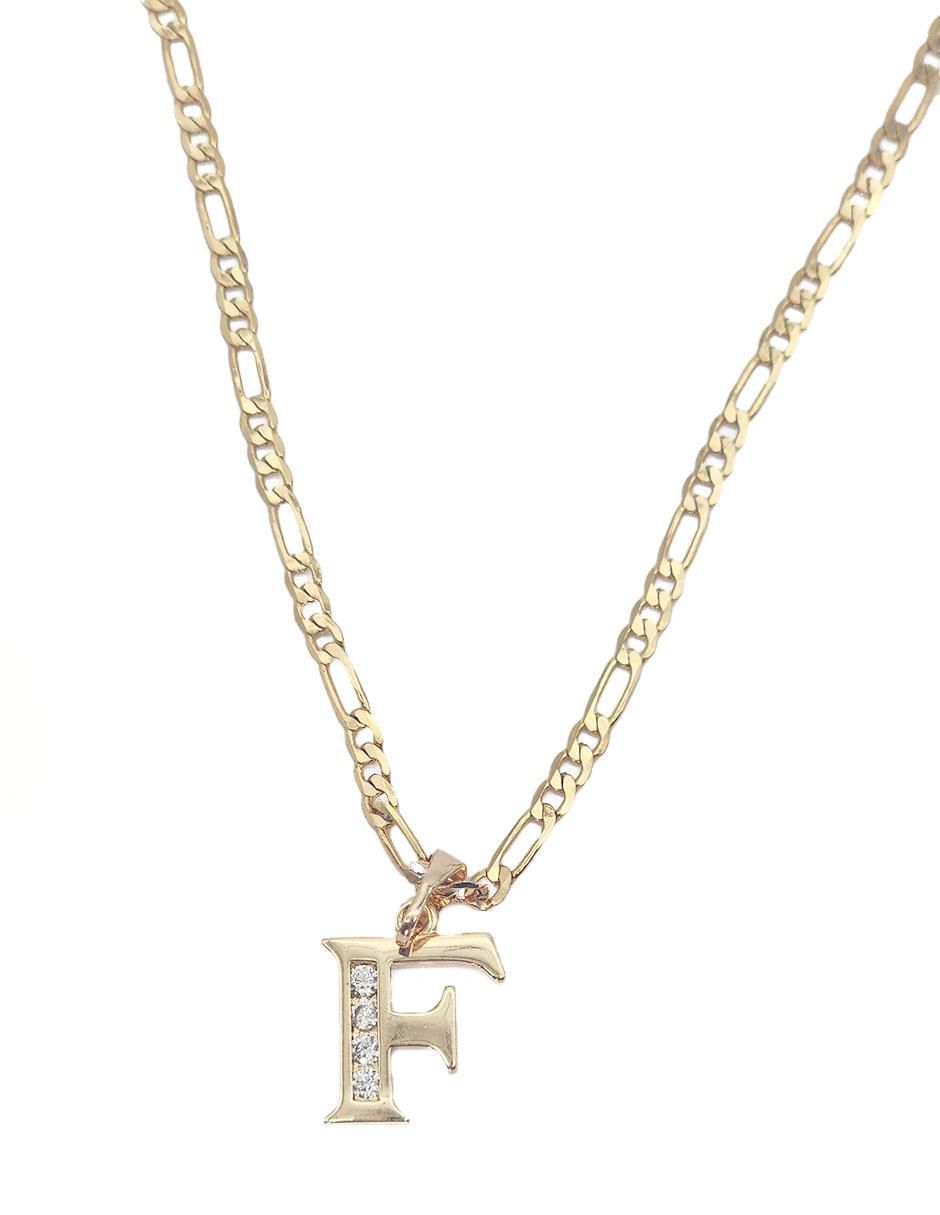 Collar con dije de letra f Letras de oro laminado 10 K 3