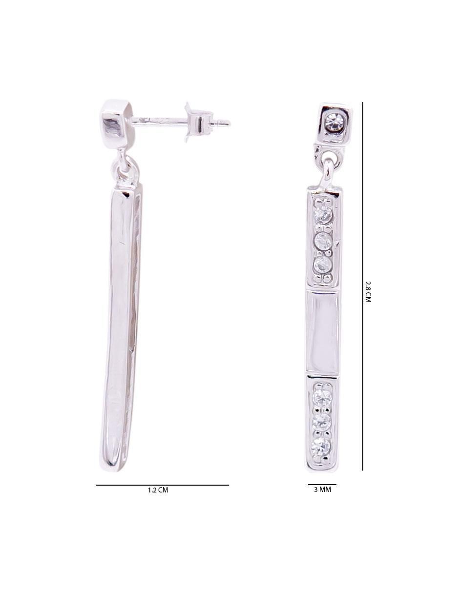 Aretes rectangulares de plata P 925 con acabado pavé zirconia 3