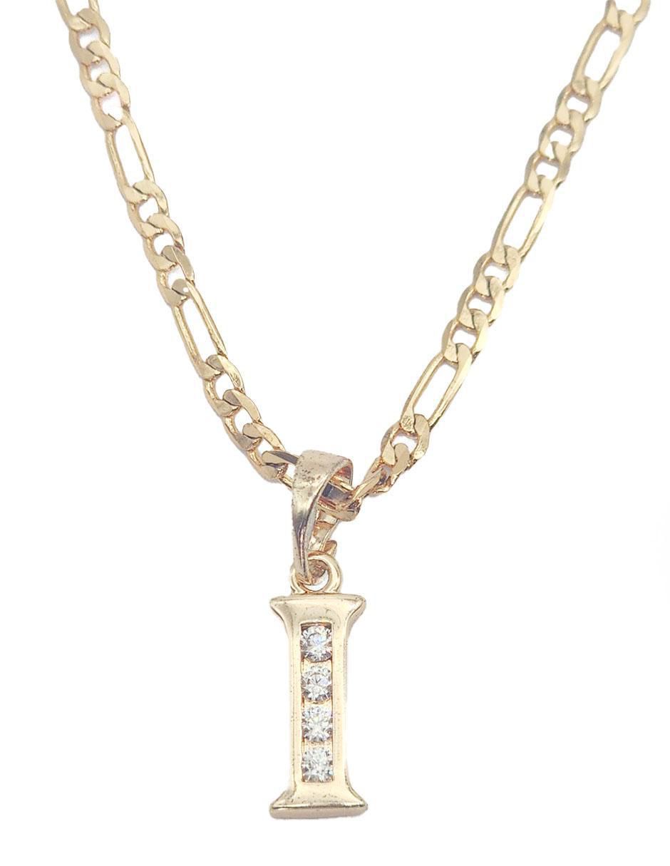 Collar con dije de letra i Letras de oro laminado 10 K Collar con dije de letra i Letras de oro laminado 10 K
