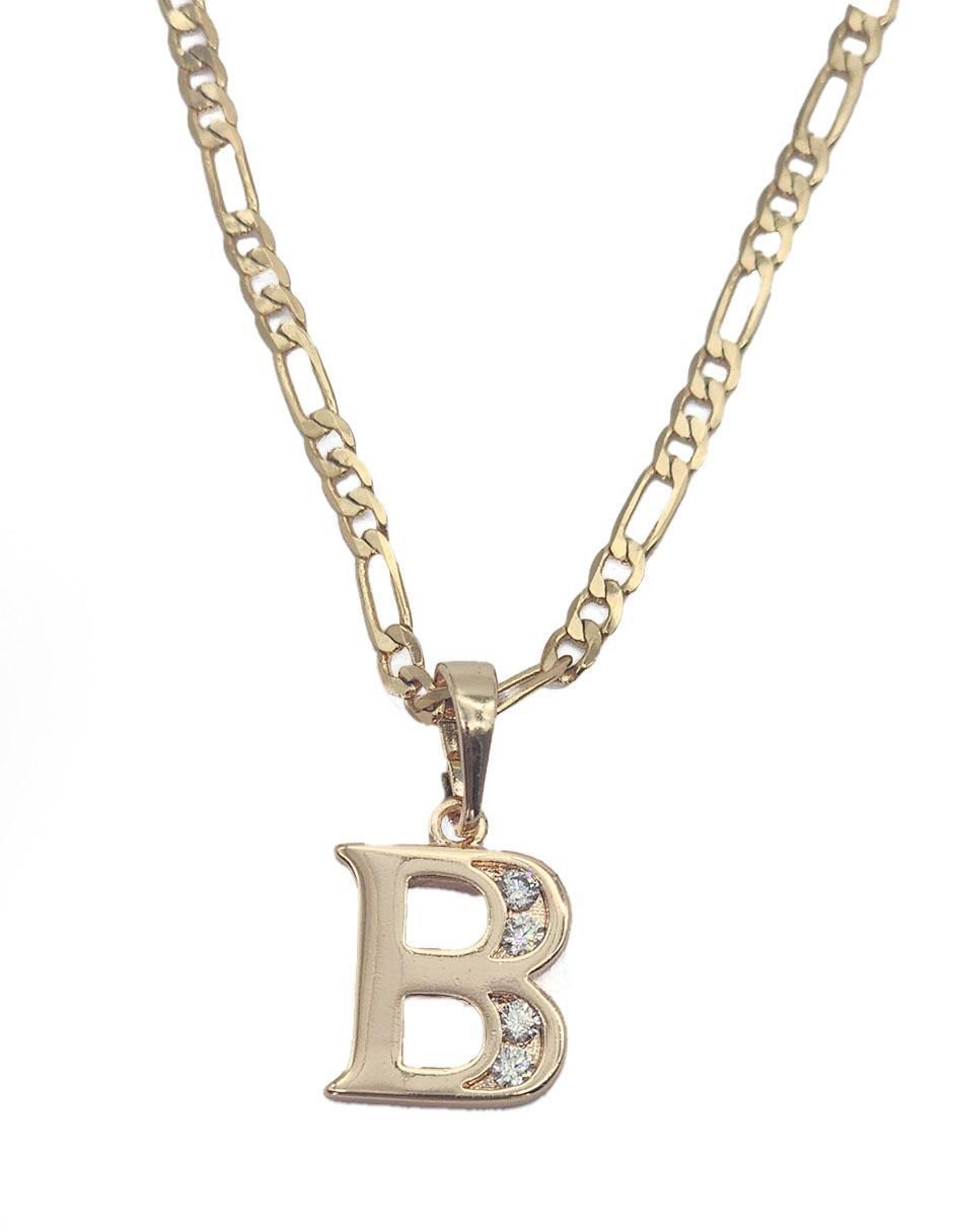 Collar con dije de letra b Letras de oro laminado 10 K Collar con dije de letra b Letras de oro laminado 10 K
