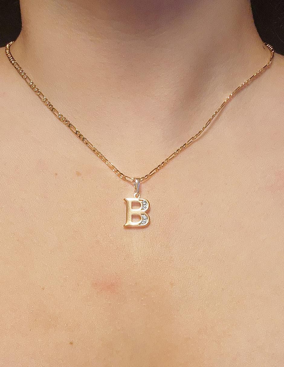 Collar con dije de letra b Letras de oro laminado 10 K 2