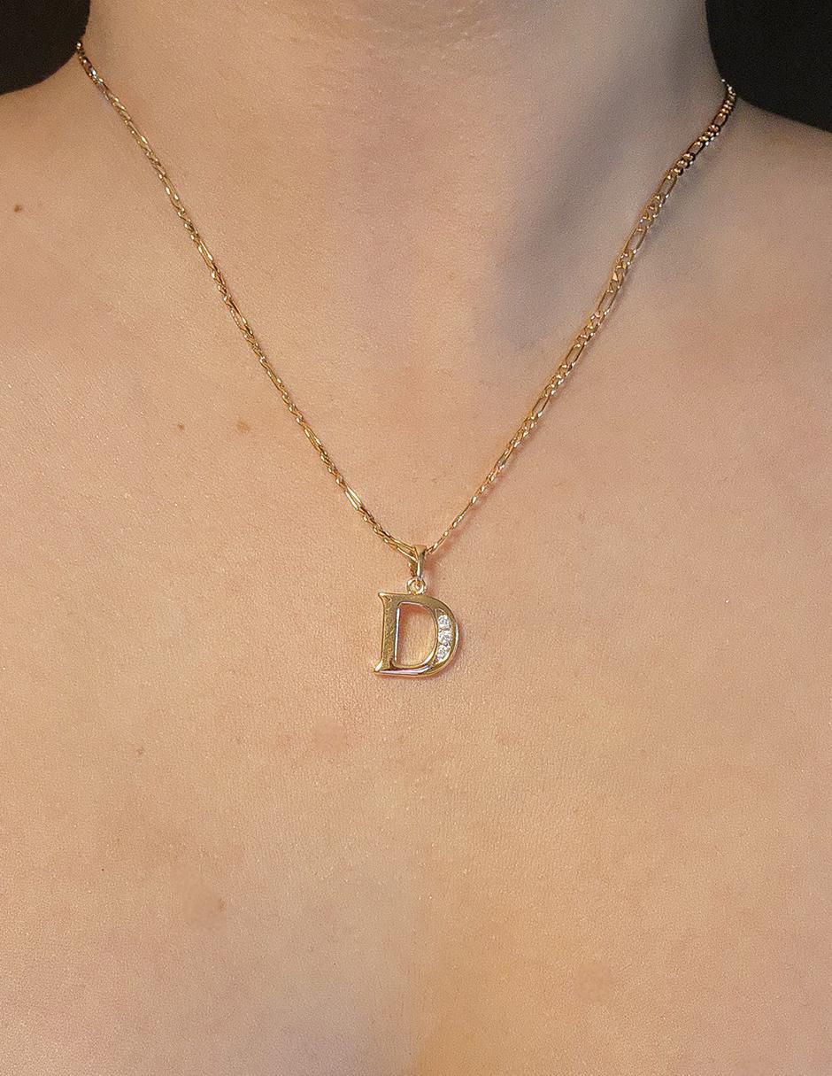 Collar con dije de letra d Letras de oro laminado 10 K 2