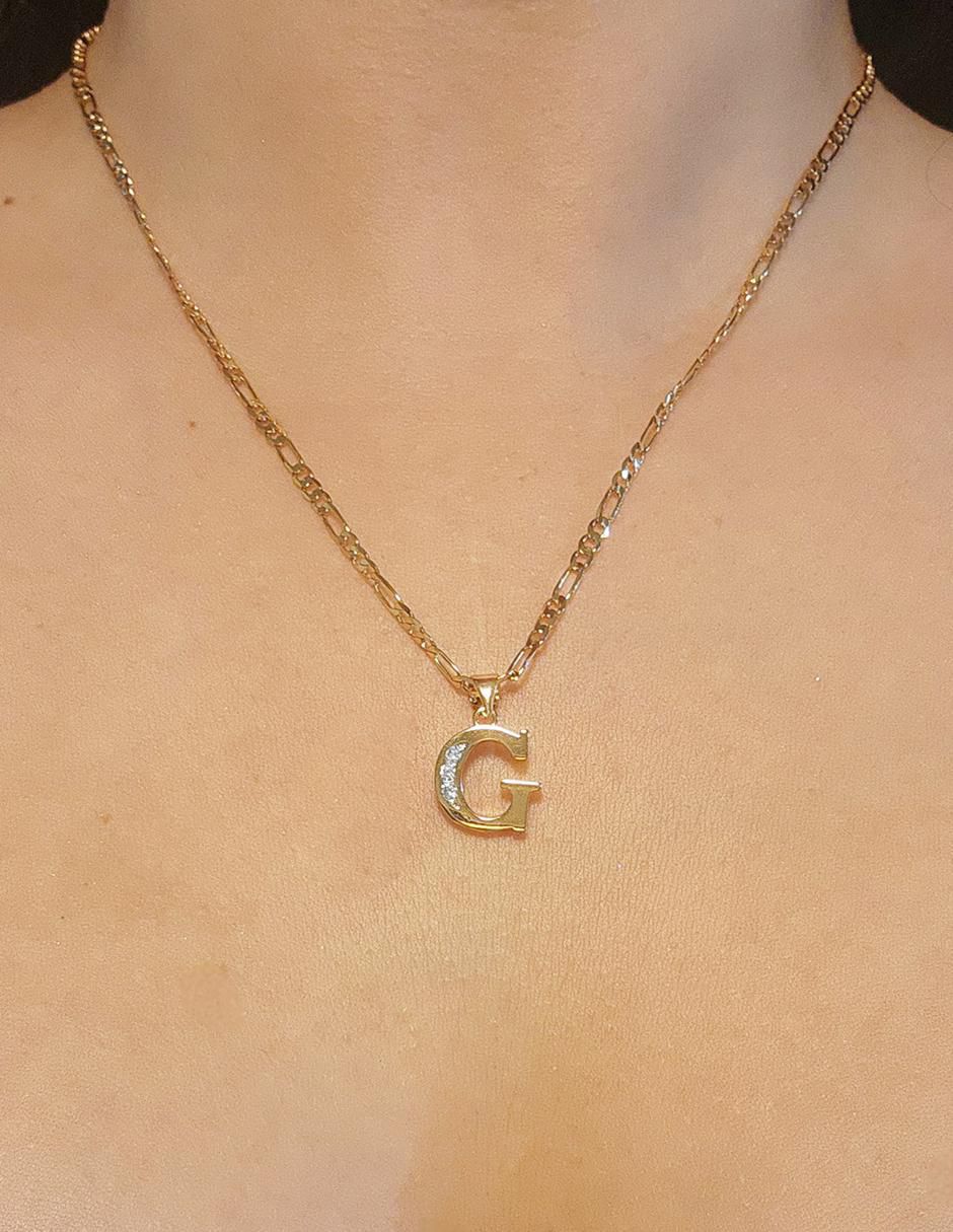 Collar con dije de letra d Letras de oro laminado 10 K 2