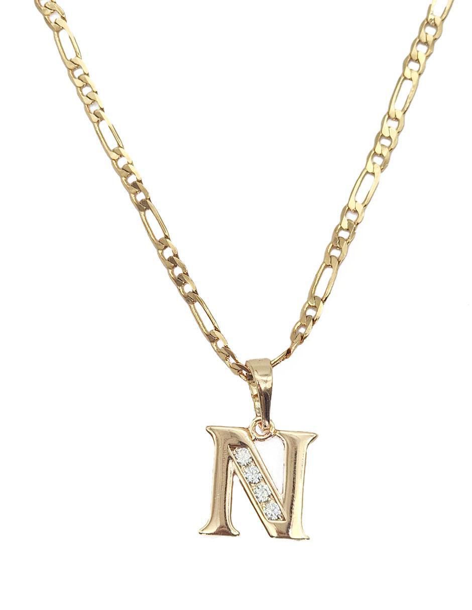 Collar con dije de letra n Letras de oro laminado 10 K