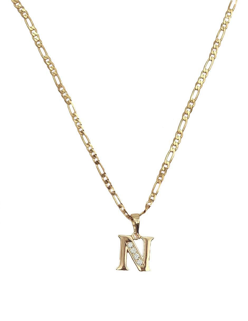 Collar con dije de letra n Letras de oro laminado 10 K 3