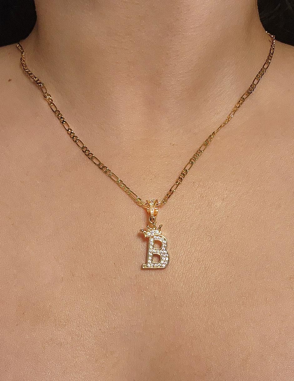 Collar con dije de letra b Letras de oro laminado 10 K 7