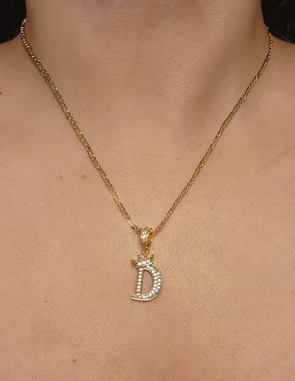 Collar con dije de letra d Letras de oro laminado 10 K 5