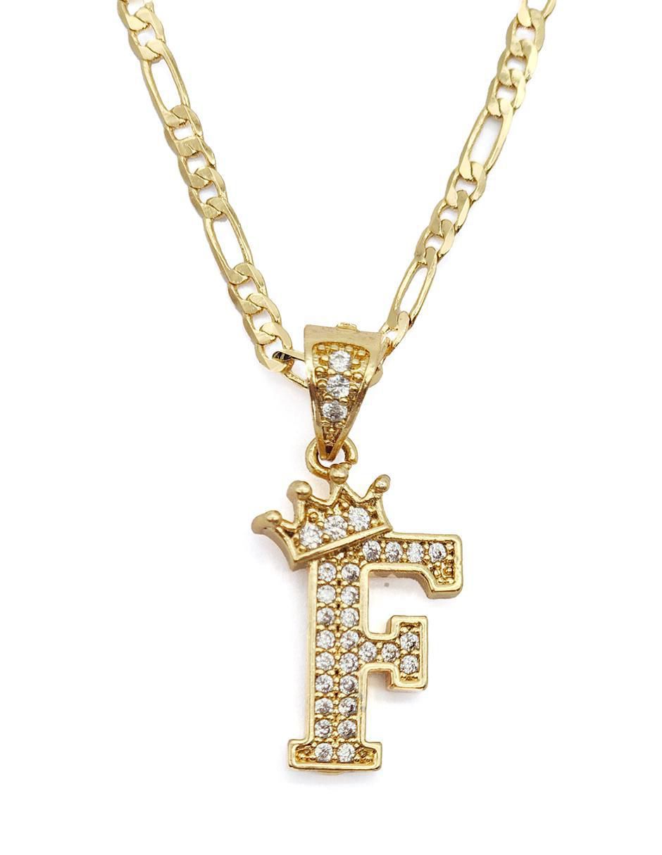 Collar con dije de letra f Letras de oro laminado 10 K