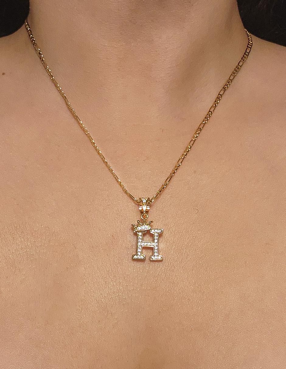 Collar con dije de letra h Letras de oro laminado 10 K 2