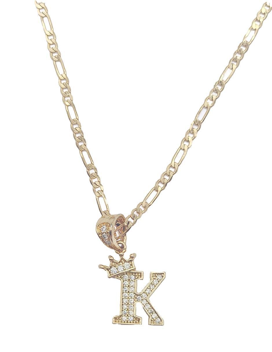 Collar con dije de letra k de oro laminado 10 K