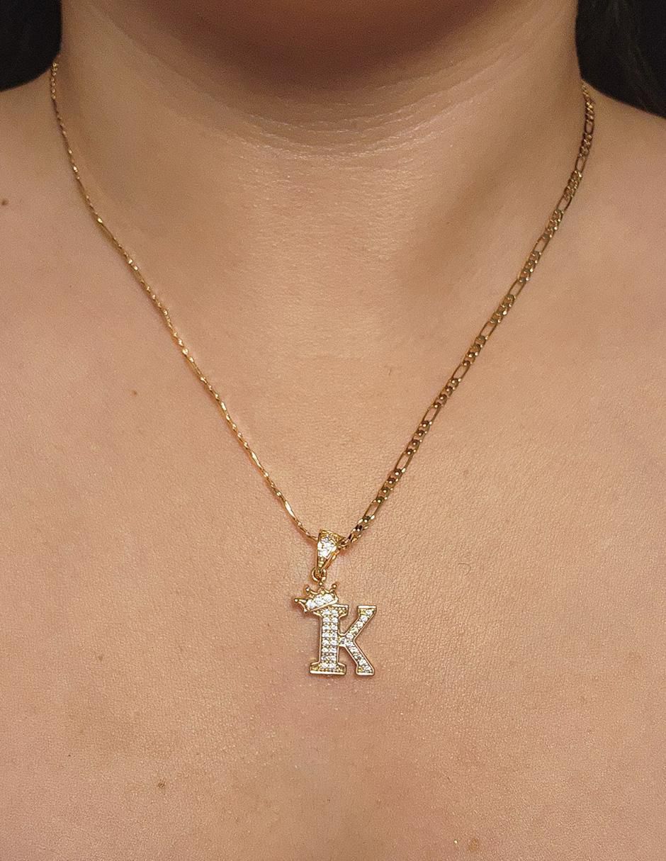 Collar con dije de letra k de oro laminado 10 K 5