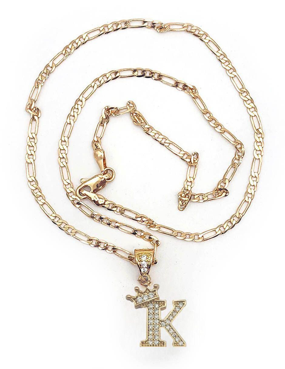 Collar con dije de letra k de oro laminado 10 K 8