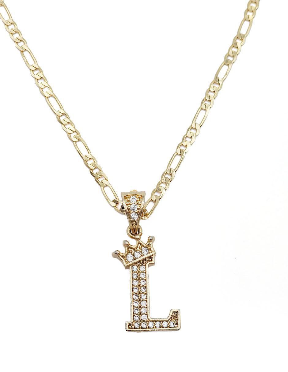 Collar con dije de letra l Letras de oro laminado 10 K 2
