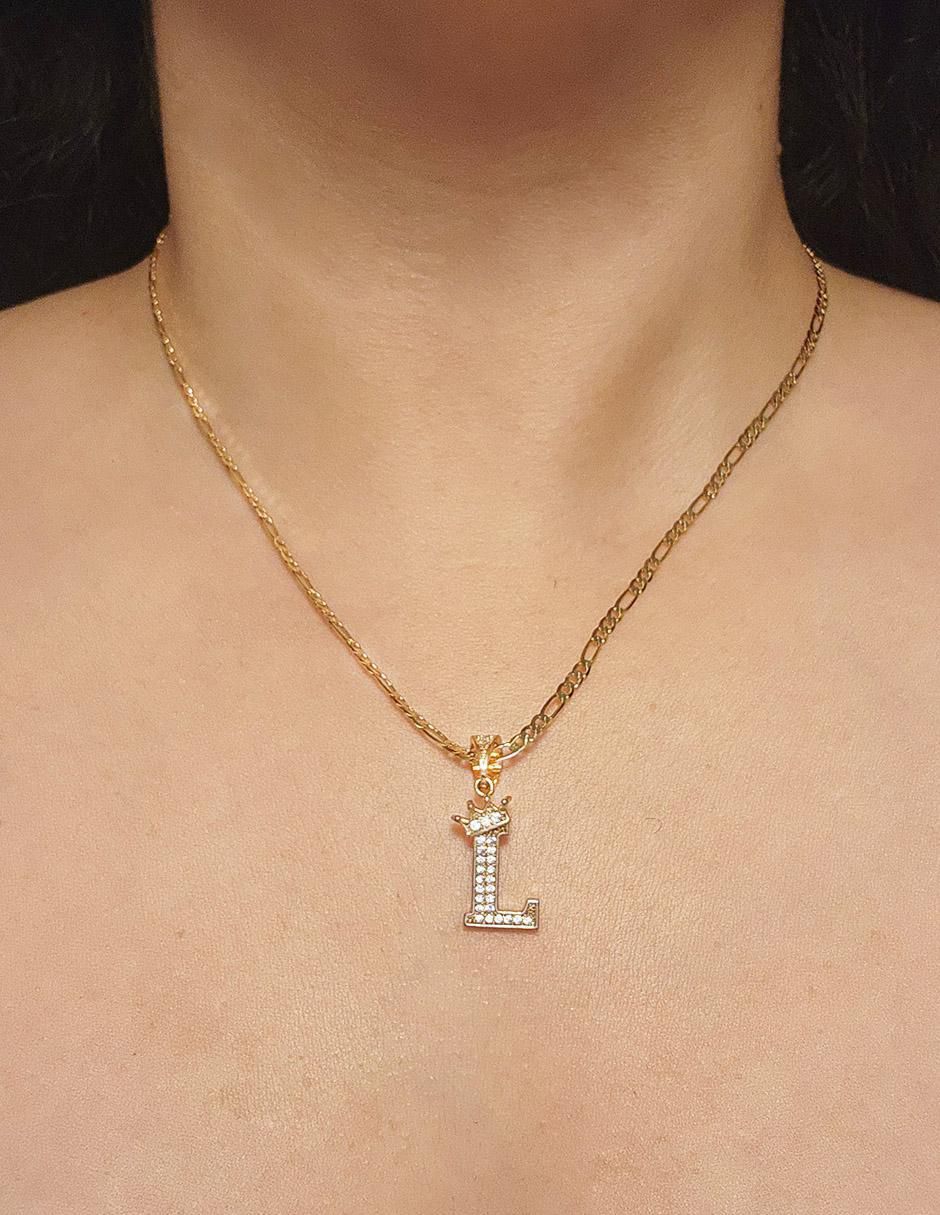 Collar con dije de letra l Letras de oro laminado 10 K 5