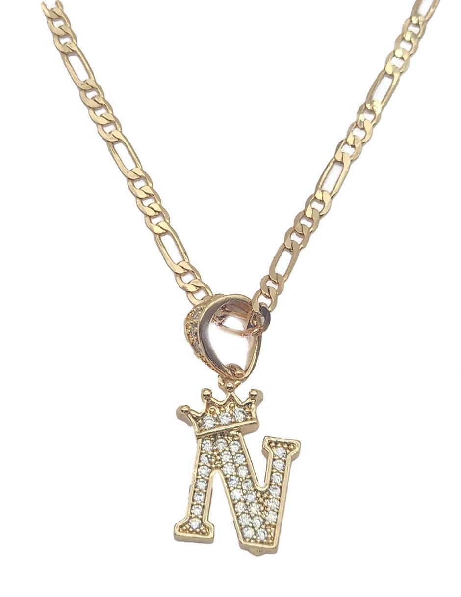 Collar con dije de letra n Letras de oro laminado 10 K